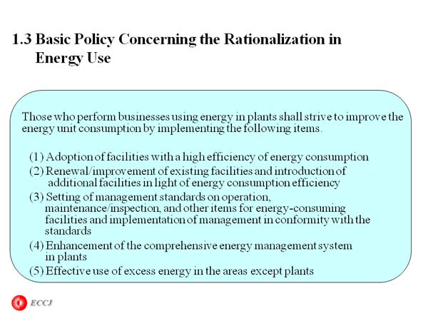 1.3 Basic Policy Concerning the Rationalization in Energy Use