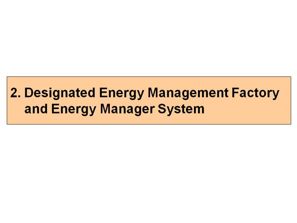 2.Designated Energy Management Factory and Energy Manager System