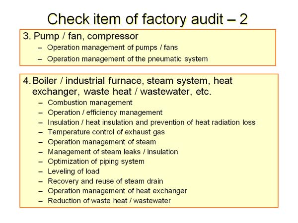 Check item of factory audit - 2
