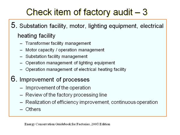 Check item of factory audit - 3 