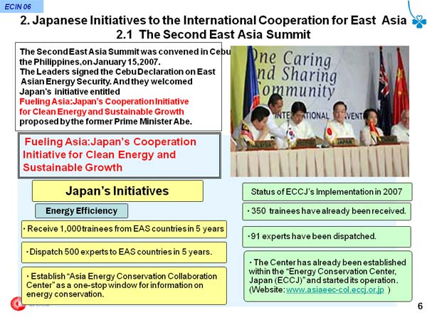 2. Japanese Initiatives to the International Cooperation for East Asia 2.1 The Second East Asia Summit
