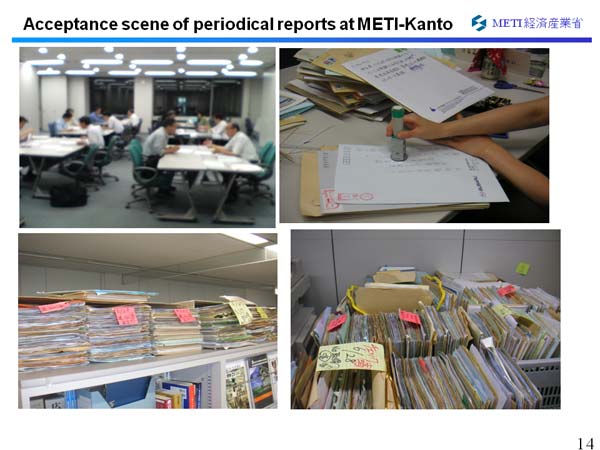 Acceptance scene of periodical reports at METI-Kanto