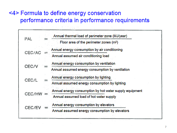 <4> Formula to define energy conservation performance criteria in performance requirements