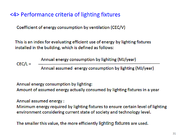<4> Performance criteria of lighting fixtures