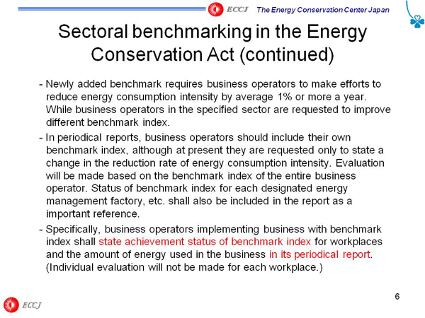Sectoral benchmarking in the Energy Conservation Act (continued)