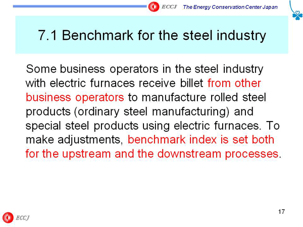 7.1 Benchmark for the steel industry