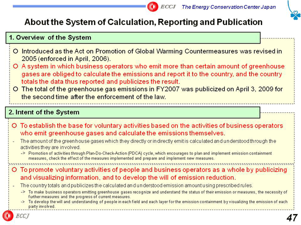 About the System of Calculation, Reporting and Publication
