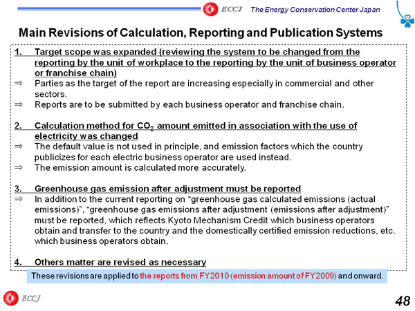 Main Revisions of Calculation, Reporting and Publication Systems