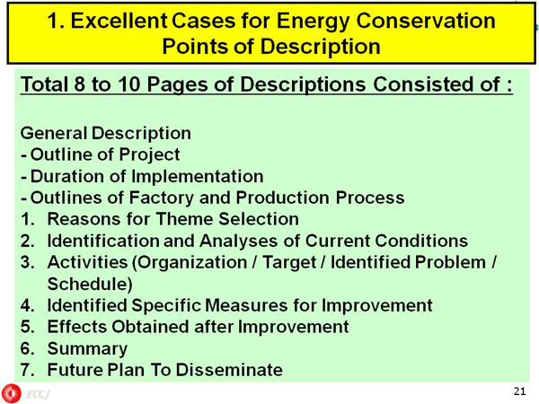 1. Excellent Cases for Energy Conservation Points of Description