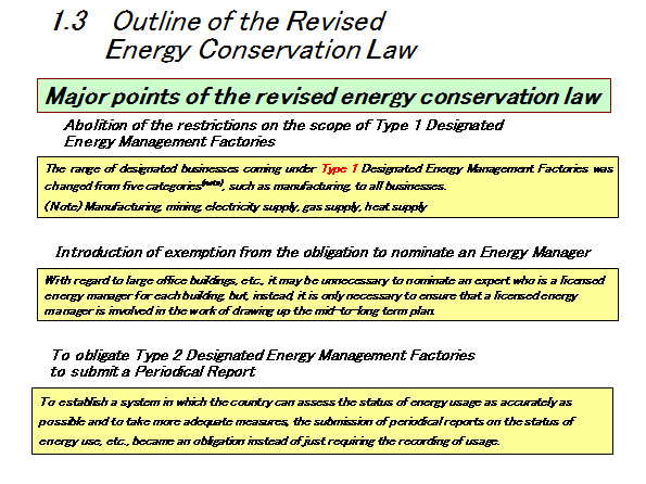1.3  Outline of the Revised Energy Conservation Law