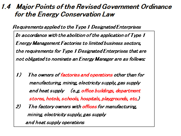 1.4　 Major Points of the Revised Government Ordinance 
