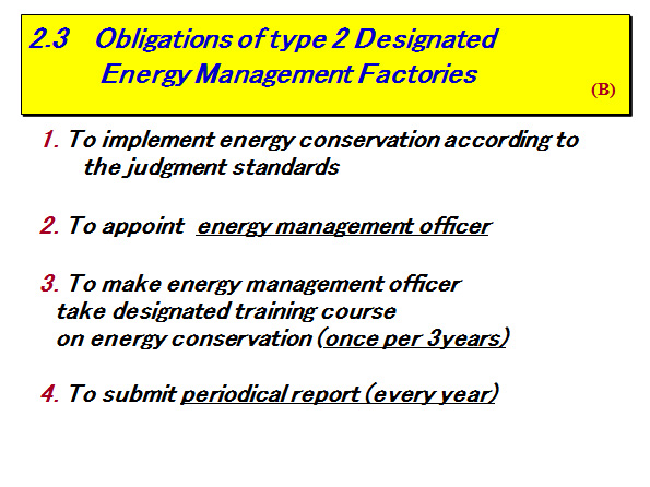 2.3  Obligations of type 2 Designated Energy Management Factories
