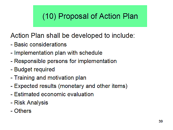 (10) Proposal of Action Plan