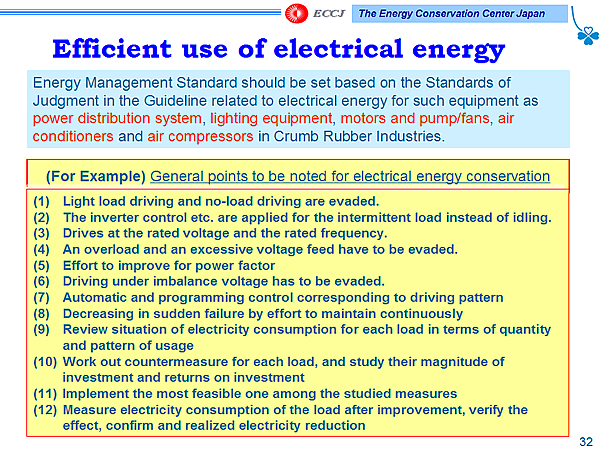 Efficient use of electrical energy
