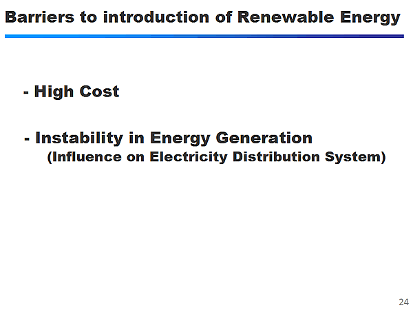 Barriers to introduction of Renewable Energy