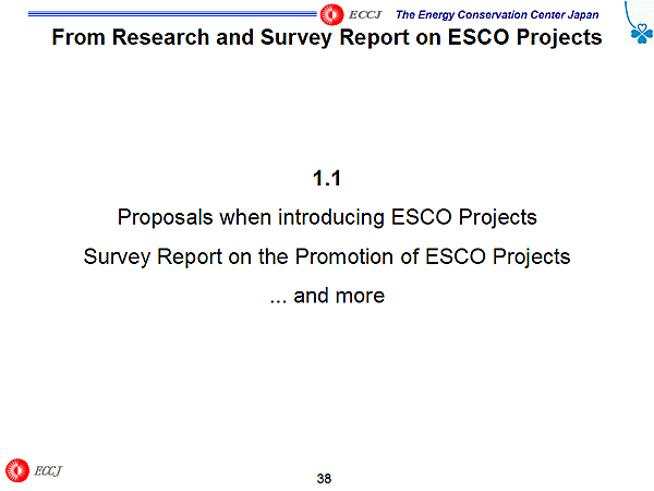 From Research and Survey Report on ESCO Projects