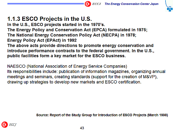 1.1.3 ESCO Projects in the U.S. 
