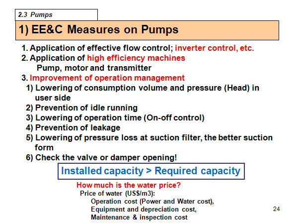 1) EE&C Measures on Pumps
