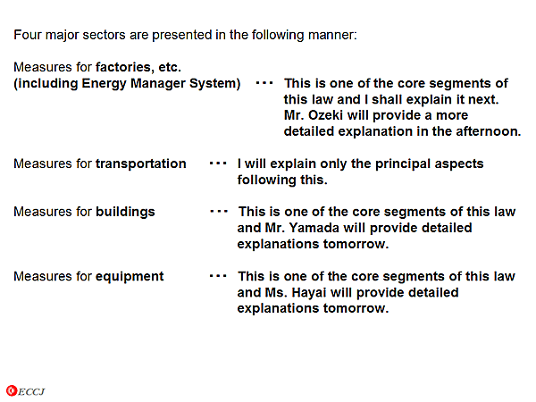 Four major sectors are presented in the following manner: