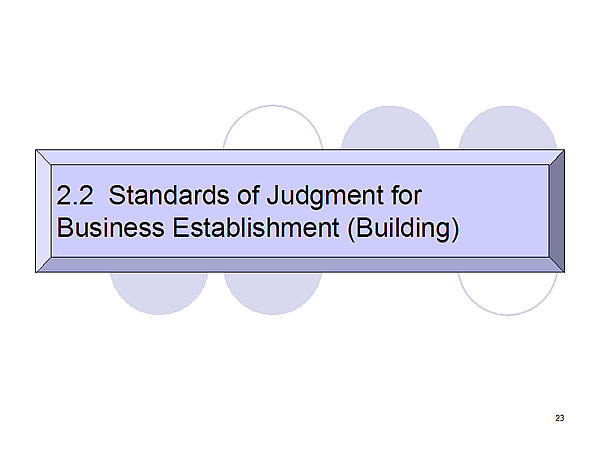 2.2 Standards of Judgment for Business Establishment (Building)