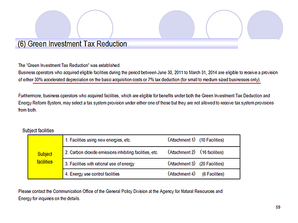 (6) Green Investment Tax Reduction