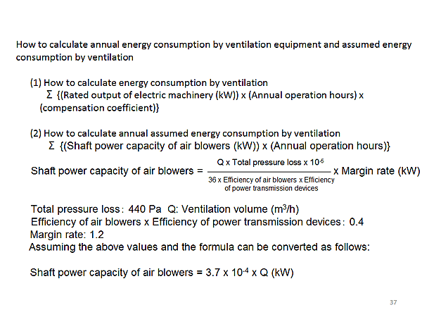 How to calculate annual energy consumption by ventilation equipment and assumed energy consumption by ventilation