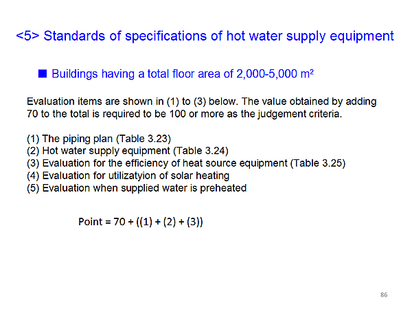 < 5>  Standards of specifications of hot water supply equipment
