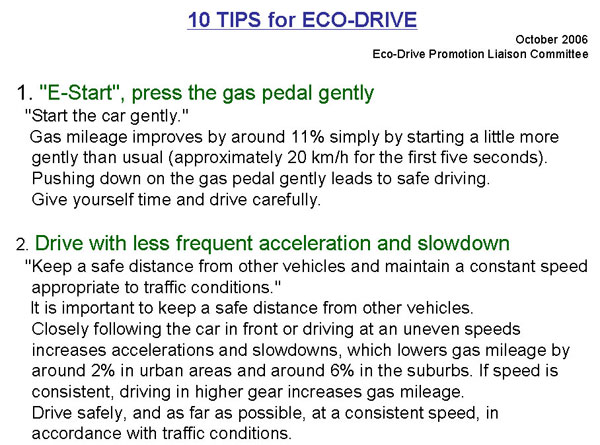 10 TIPS for ECO-DRIVE