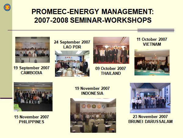 PROMEEC-ENERGY MANAGEMENT:
2007-2008 SEMINAR-WORKSHOPS
