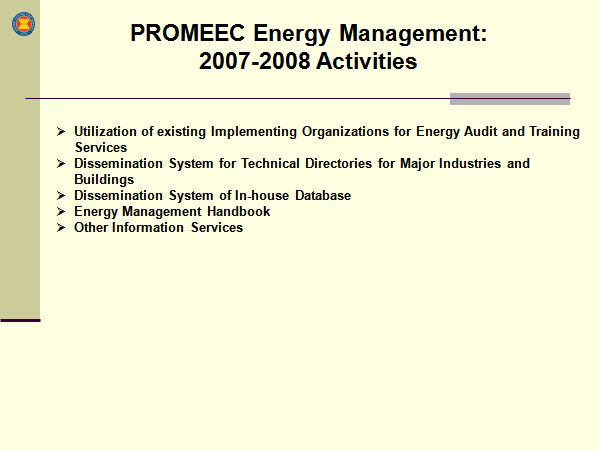 PROMEEC Energy Management: 
2007-2008 Activities
