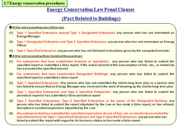 Energy conservation procedures