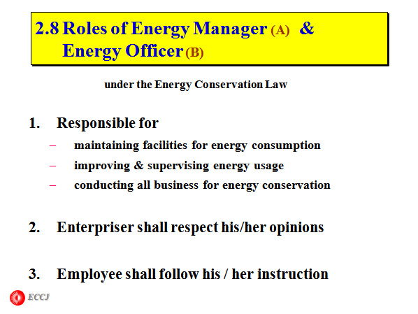Roles of Energy Manager (A)  &  Energy Officer (B)