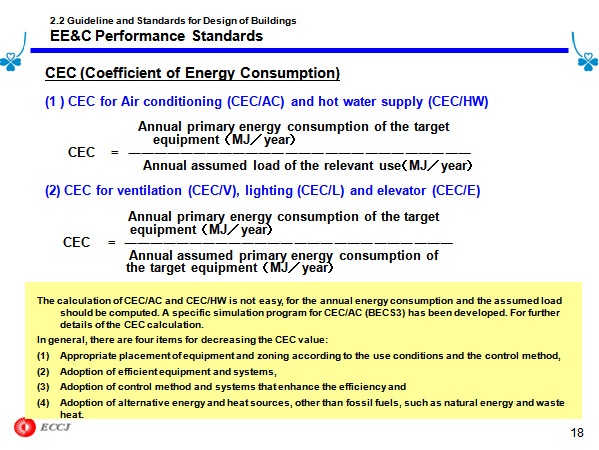 2.2 Guideline and Standards for Design of Buildings EE&C Performance Standards