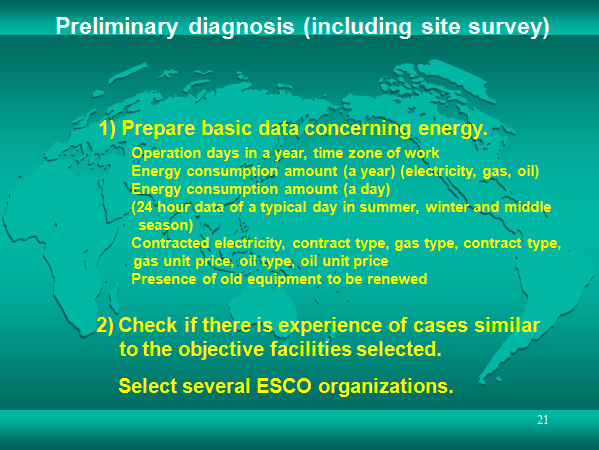 Preliminary diagnosis (including site survey)