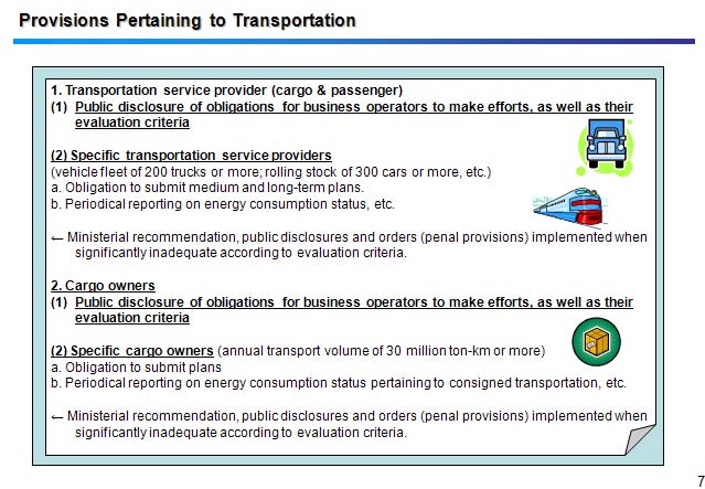 Provisions Pertaining to Transportation