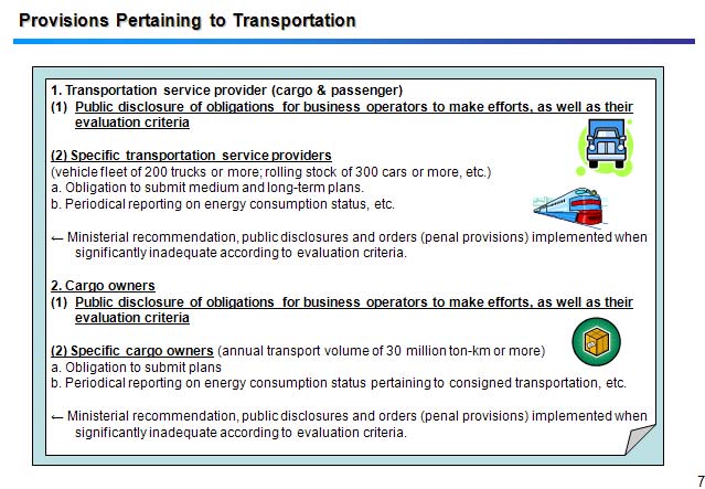 Provisions Pertaining to Transportation