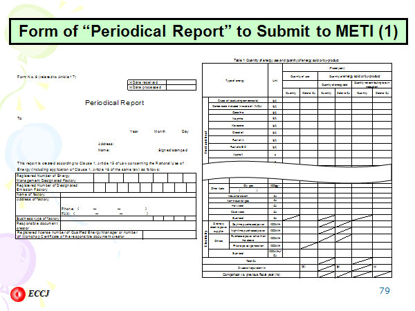 Form of “Periodical Report” to Submit to METI (1)