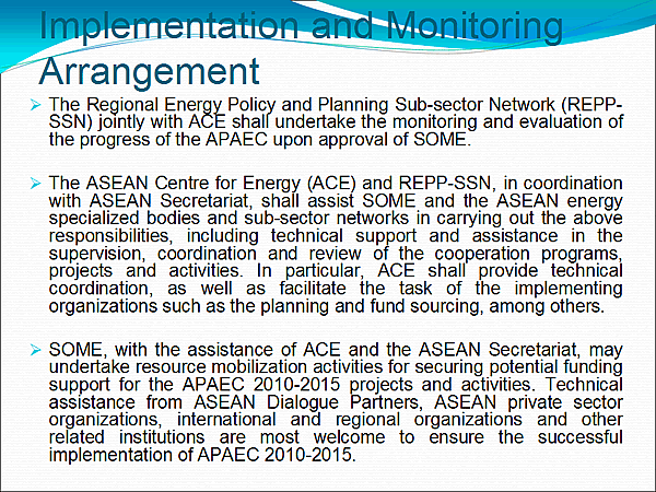 Implementation and Monitoring Arrangement