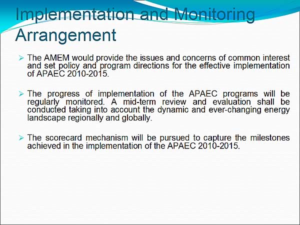 Implementation and Monitoring Arrangement