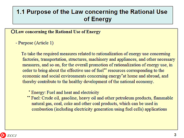 1.1 Purpose of the Law concerning the Rational Use of Energy