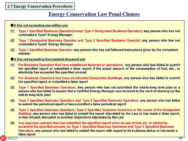 2.7 Energy Conservation Procedures
