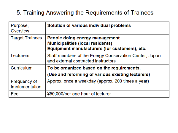 5. Training Answering the Requirements of Trainees