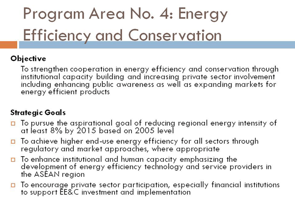 Program Area No. 4: Energy Efficiency and Conservation