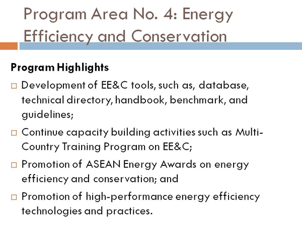 Program Area No. 4: Energy Efficiency and Conservation