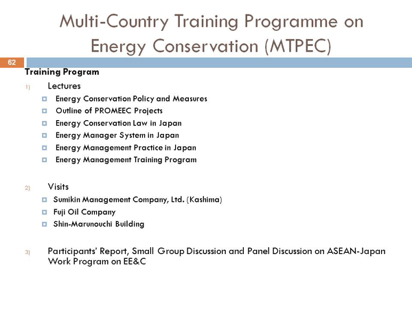 Multi-Country Training Programme on Energy Conservation (MTPEC)