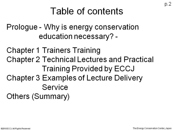 Table of contents