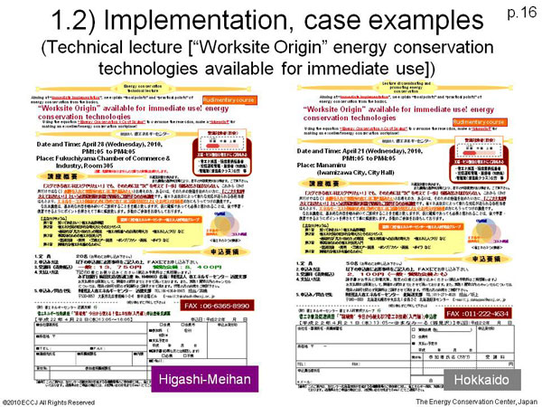 1.2) Implementation, case examples(Technical lecture [Worksite Origin energy conservation technologies available for immediate use])
