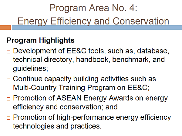 Program Area No. 4: Energy Efficiency and Conservation