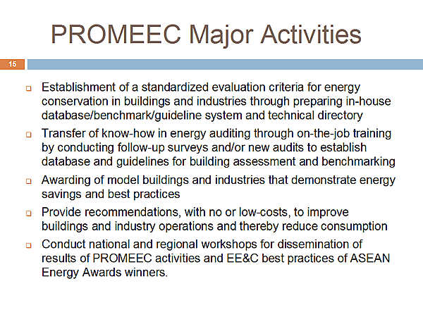 PROMEEC Major Activities