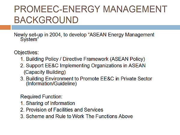 PROMEEC-ENERGY MANAGEMENT BACKGROUND